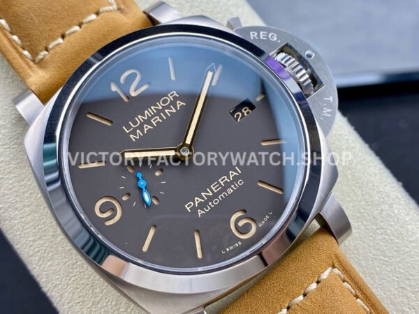 TTF Factory Panerai Luminor Marina 1950 3 Days Automatic PAM01351 44mm Titanium Leather Strap Arabic Numerals Black Dial