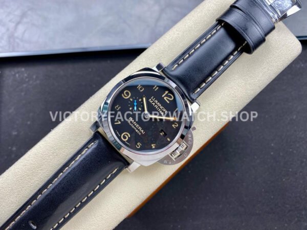 TTF Factory Panerai Luminor Marina 1950 3 Days Automatic PAM01359 44mm Steel Leather Strap Arabic Numerals Black Dial