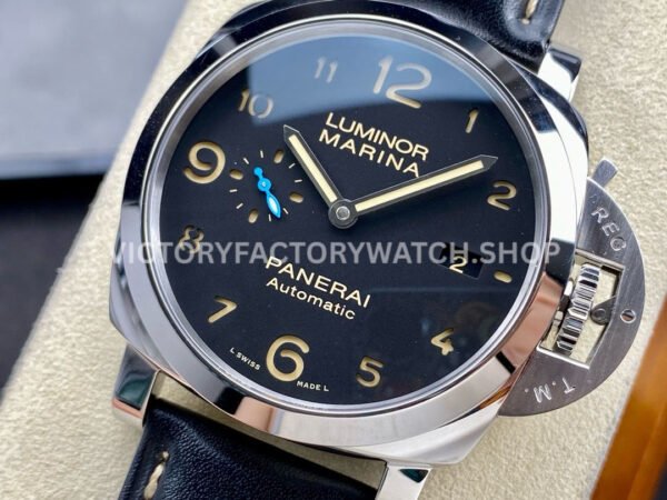 TTF Factory Panerai Luminor Marina 1950 3 Days Automatic PAM01359 44mm Steel Leather Strap Arabic Numerals Black Dial