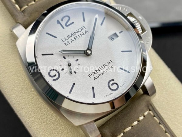 TTF Factory Panerai Luminor Marina PAM01314 44mm Steel Leather Strap Arabic Numerals White Dial
