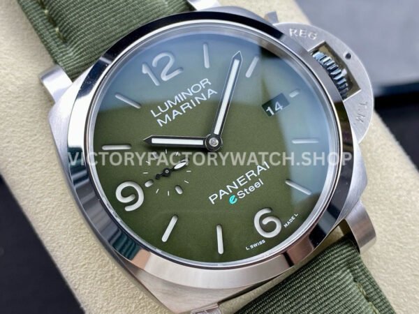 TTF Factory Panerai Luminor Marina PAM01356 44mm Steel Textile Strap Arabic Numerals Green Dial