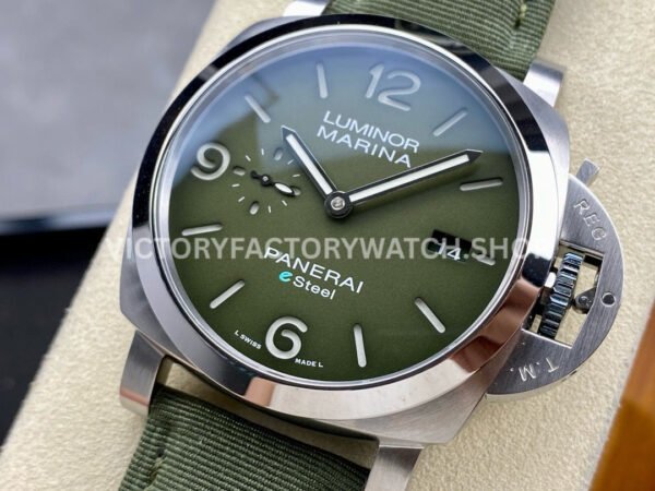 TTF Factory Panerai Luminor Marina PAM01356 44mm Steel Textile Strap Arabic Numerals Green Dial