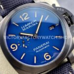 TTF Factory Panerai Luminor Marina PAM1021 44mm Titanium Textile Strap Arabic Numerals Blue Dial