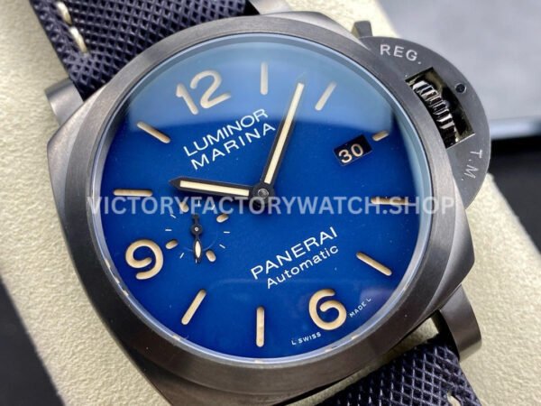 TTF Factory Panerai Luminor Marina PAM1021 44mm Titanium Textile Strap Arabic Numerals Blue Dial
