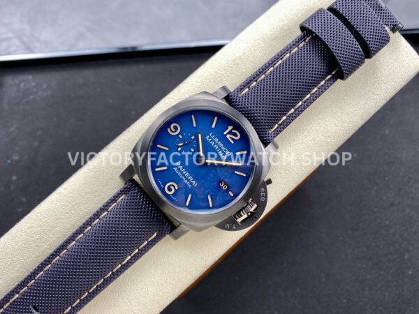 TTF Factory Panerai Luminor Marina PAM1021 44mm Titanium Textile Strap Arabic Numerals Blue Dial