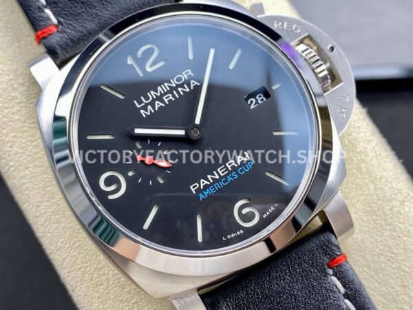 TTF Factory Panerai Luminor Marina PAM00732 44mm Steel Leather Strap Arabic Numerals Black Dial