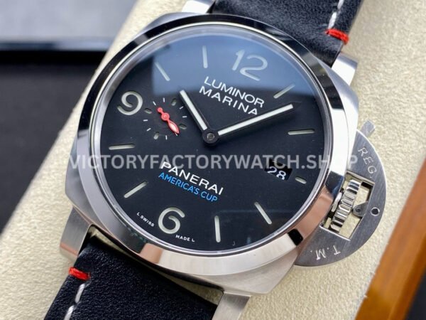TTF Factory Panerai Luminor Marina PAM00732 44mm Steel Leather Strap Arabic Numerals Black Dial