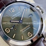 TTF Factory Panerai Luminor Marina PAM01116 44mm Steel Leather Strap Arabic Numerals Olive Green Dial