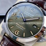TTF Factory Panerai Luminor Marina PAM01116 44mm Steel Leather Strap Arabic Numerals Olive Green Dial
