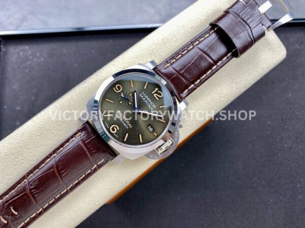 TTF Factory Panerai Luminor Marina PAM01116 44mm Steel Leather Strap Arabic Numerals Olive Green Dial