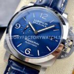 TTF Factory Panerai Luminor Marina PAM01313 44mm Steel Leather Strap Arabic Numerals Blue Dial