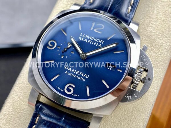 TTF Factory Panerai Luminor Marina PAM01313 44mm Steel Leather Strap Arabic Numerals Blue Dial