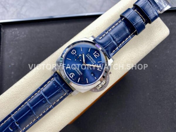TTF Factory Panerai Luminor Marina PAM01313 44mm Steel Leather Strap Arabic Numerals Blue Dial