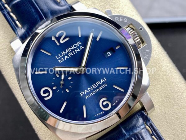 TTF Factory Panerai Luminor Marina PAM01313 44mm Steel Leather Strap Arabic Numerals Blue Dial