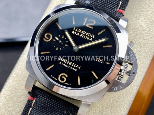 TTF Factory Panerai Luminor Marina PAM1025 44mm Steel Textile Strap Arabic Numerals Black Dial