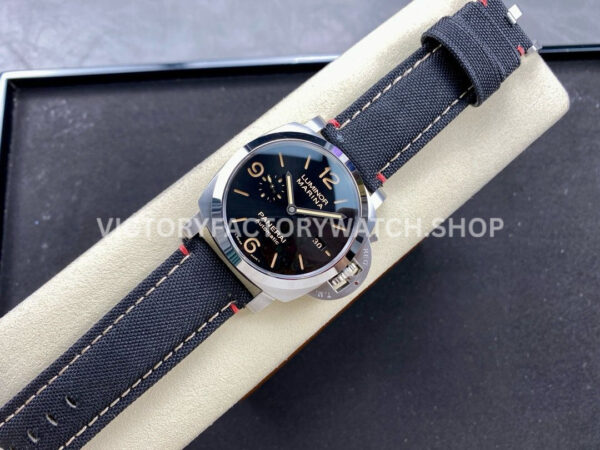 TTF Factory Panerai Luminor Marina PAM1025 44mm Steel Textile Strap Arabic Numerals Black Dial