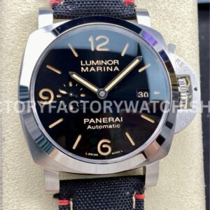 TTF Factory Panerai Luminor Marina PAM1025 Steel Textile Strap Arabic Numerals Black Dial (5) TTF PAM1025 Panerai Luminor Marina black dial textile strap