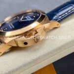 TTF Factory Panerai Luminor Marina PAM1114 44mm Rose Gold Leather Strap Arabic Numerals Blue Dial