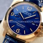 TTF Factory Panerai Luminor Marina PAM1114 44mm Rose Gold Leather Strap Arabic Numerals Blue Dial