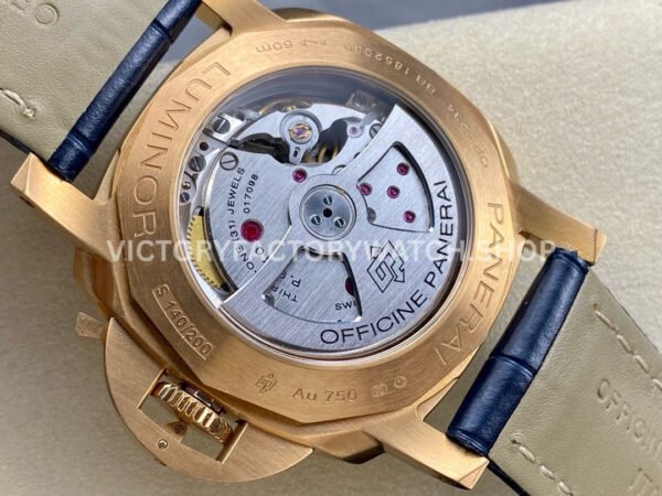 TTF Factory Panerai Luminor Marina PAM1114 44mm Rose Gold Leather Strap Arabic Numerals Blue Dial