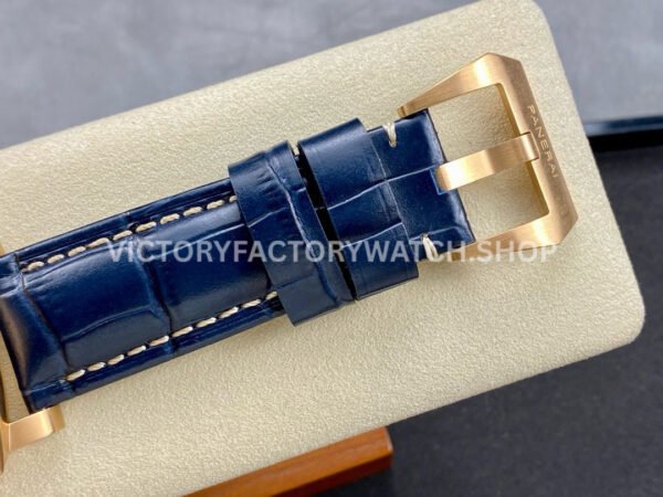 TTF Factory Panerai Luminor Marina PAM1114 44mm Rose Gold Leather Strap Arabic Numerals Blue Dial