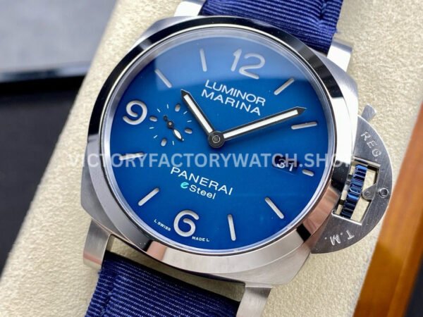 TTF Factory Panerai Luminor Marina PAM1157 44mm Steel Textile Strap Arabic Numerals Blue Dial