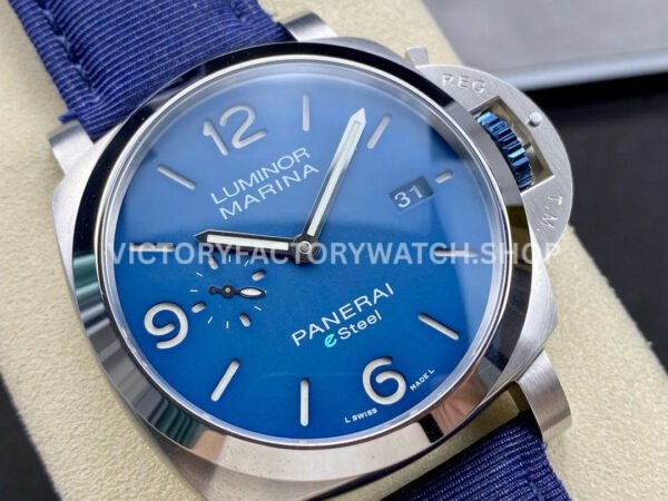 TTF Factory Panerai Luminor Marina PAM1157 44mm Steel Textile Strap Arabic Numerals Blue Dial