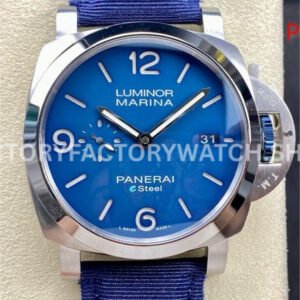 TTF Factory Panerai Luminor Marina PAM1157 Steel Textile Strap Arabic Numerals Blue Dial (8) TTF PAM1157 Panerai Luminor Marina blue dial textile strap