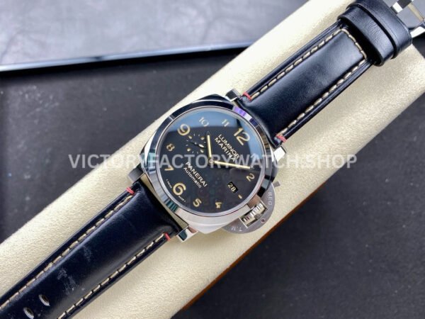 TTF Factory Panerai Luminor Marina PAM910 44mm Steel Leather Strap Arabic Numerals Black Dial