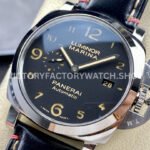 TTF Factory Panerai Luminor Marina PAM910 44mm Steel Leather Strap Arabic Numerals Black Dial