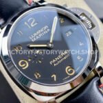TTF Factory Panerai Luminor Marina PAM910 44mm Steel Leather Strap Arabic Numerals Black Dial