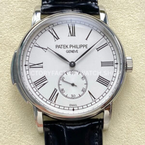 TW Factory Patek Philippe Calatrava 5022R-010 40mm Steel Calfskin Strap Roman Numerals White (3) TW Factory Patek Philippe Calatrava 5022R-010 Roman white dial