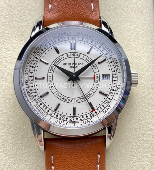 TW Factory Patek Philippe Calatrava Weekly Calendar 5212A-001 40mm Leather Strap Silver Dial (4) TW Factory Patek Philippe Calatrava Weekly Calendar 5212A silver dial leather strap