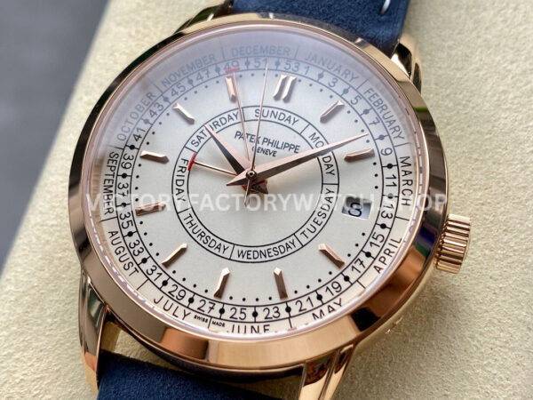 TW Factory Patek Philippe  Calatrava Weekly Calendar 5212A-001 40mm Rose Gold Leather Strap Silver Dial