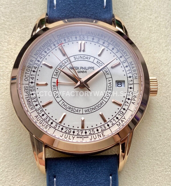 TW Factory Patek Philippe Calatrava Weekly Calendar 5212A silver dial rose gold leather strap