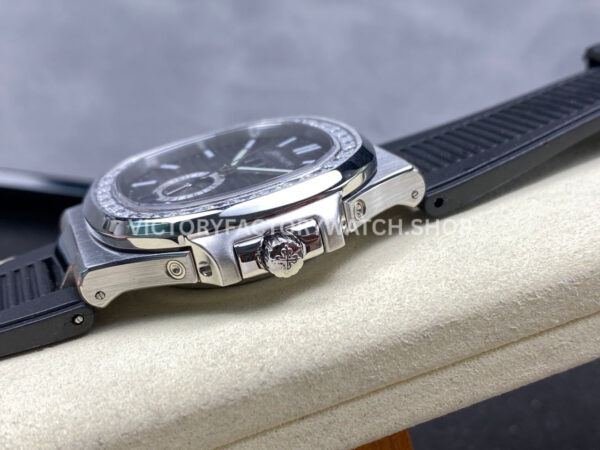 TW Factory Patek Philippe Nautilus 5726/1A-001 40mm Black Rubber Strap Diamond Bezel Black Dial