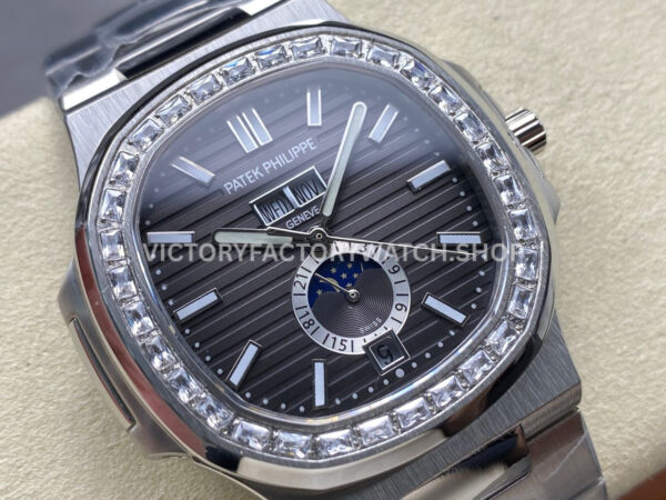 TW Factory Patek Philippe Nautilus 5726/1A-001 40mm Full Steel Diamond Bezel Black Dial