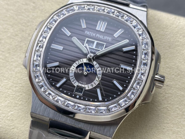 TW Factory Patek Philippe Nautilus 5726/1A-001 40mm Full Steel Diamond Bezel Black Dial