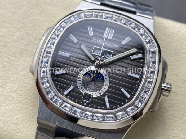 TW Factory Patek Philippe Nautilus 5726/1A-001 40mm Full Steel Diamond Bezel Grey Dial