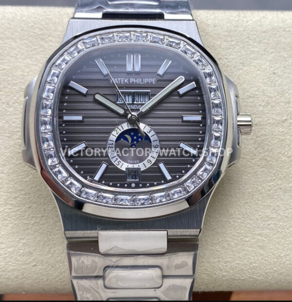 TW Factory Patek Philippe Nautilus 5726 1A 001 grey dial diamond bezel