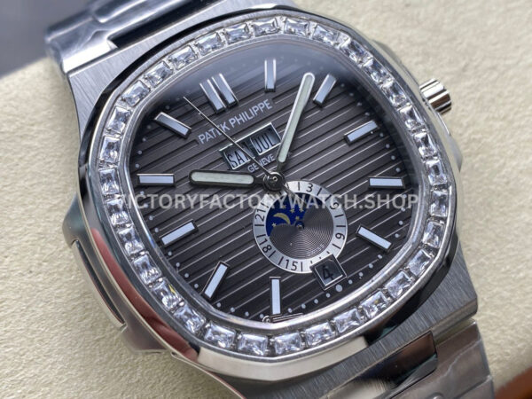 TW Factory Patek Philippe Nautilus 5726/1A-001 40mm Full Steel Diamond Bezel Grey Dial