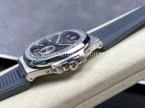 TW Factory Patek Philippe Nautilus 5726/1A-001 40mm Grey Rubber Strap Diamond Bezel Gradient Grey Dial