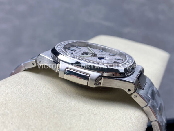 TW Factory Patek Philippe Nautilus 57261A-010 40mm Full Steel Diamond Bezel White Dial (5) TW Factory Patek Philippe Nautilus 5726/1A-010 40mm Full Steel Diamond Bezel White Dial