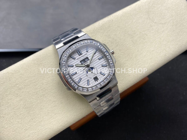 TW Factory Patek Philippe Nautilus 57261A-010 40mm Full Steel Diamond Bezel White Dial (7) TW Factory Patek Philippe Nautilus 5726/1A-010 40mm Full Steel Diamond Bezel White Dial