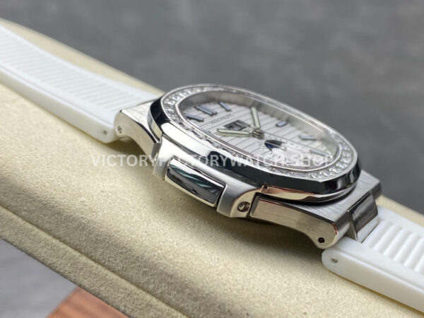 TW Factory Patek Philippe Nautilus 5726/1A-010 40mm White Rubber Strap Diamond Bezel White Dial