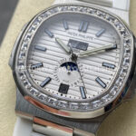 TW Factory Patek Philippe Nautilus 5726/1A-010 40mm White Rubber Strap Diamond Bezel White Dial