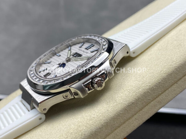TW Factory Patek Philippe Nautilus 5726/1A-010 40mm White Rubber Strap Diamond Bezel White Dial
