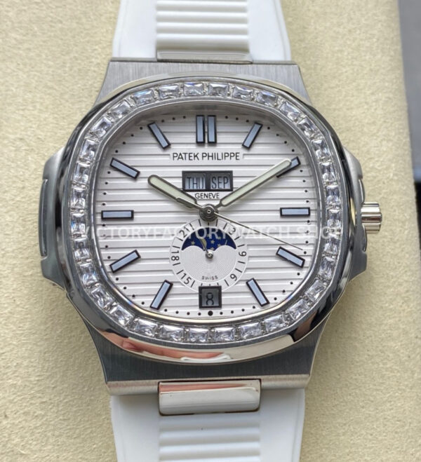 TW Factory Patek Philippe Nautilus 5726 1A 010 white rubber strap white dial