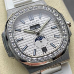 TW Factory Patek Philippe Nautilus 5726/1A-010 40mm White Rubber Strap Diamond Bezel White Dial
