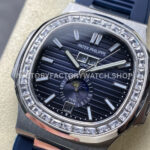 TW Factory Patek Philippe Nautilus 5726/1A-014 40mm Blue Rubber Strap Diamond Bezel Blue Dial